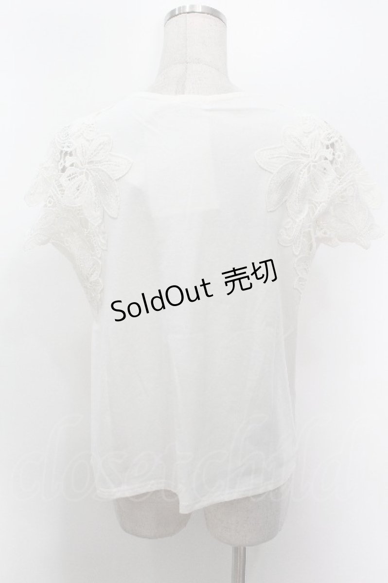 画像2: axes femme / フラワーレーススリーブTシャツ  キナリ S-26-05-06-012-AX-TO-HR-ZS (2)