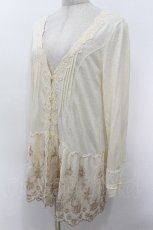 画像3: axes femme / 刺繍シフォン切替カーディガン  キナリ S-26-05-06-017-AX-TS-HR-ZS (3)