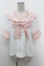 画像1: Dear My Love / レースフリルリボンセーラーブラウス  ピンクｘ白 S-26-05-06-020-LO-BL-HR-ZS (1)