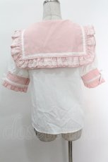 画像2: Dear My Love / レースフリルリボンセーラーブラウス  ピンクｘ白 S-26-05-06-020-LO-BL-HR-ZS (2)