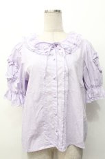 画像1: Chalmiere / ハートフリルパフ袖ブラウス  ラベンダー S-26-05-07-037-AX-BL-HR-ZS (1)