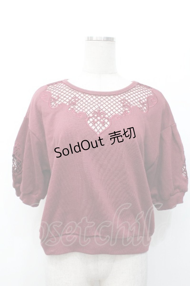 画像1: axes femme POETIQUE / カットワーク刺繍プルオーバー  ワイン S-26-05-07-038-AX-TO-HR-ZS (1)