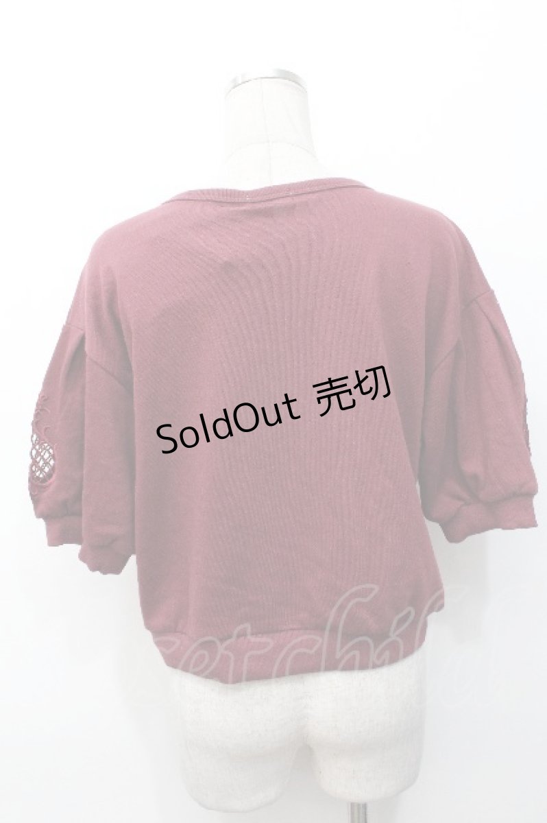 画像2: axes femme POETIQUE / カットワーク刺繍プルオーバー  ワイン S-26-05-07-038-AX-TO-HR-ZS (2)