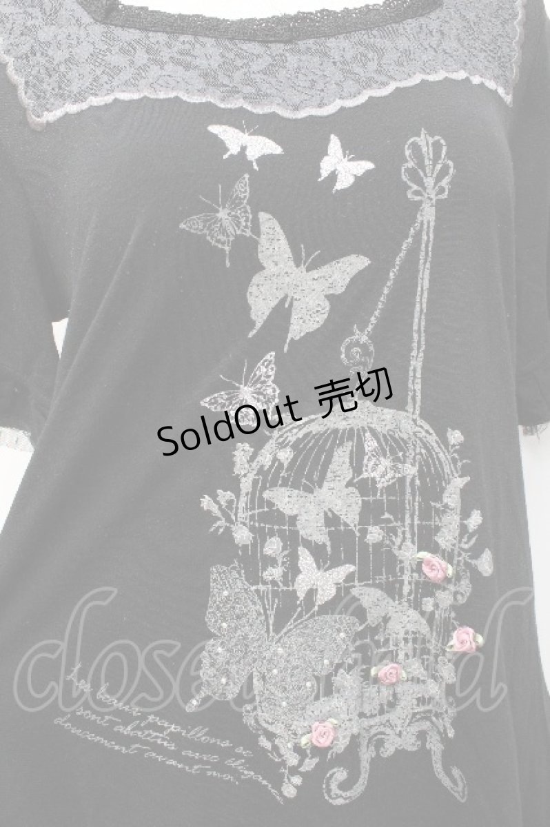 画像3: axes femme / バタフライプリントトップス  黒 S-26-05-07-043-AX-TO-HR-ZS (3)