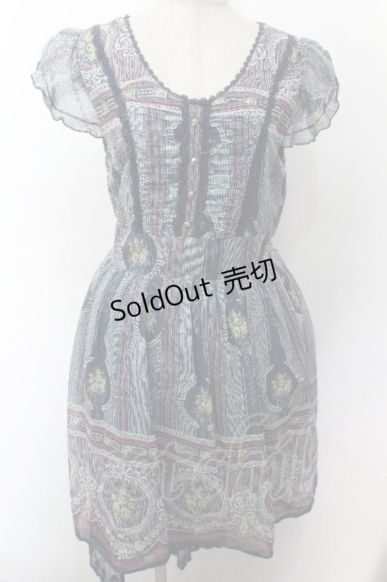 画像1: axes femme / プリントシフォンワンピース  ブルー S-26-05-07-055-AX-BL-HR-ZS (1)
