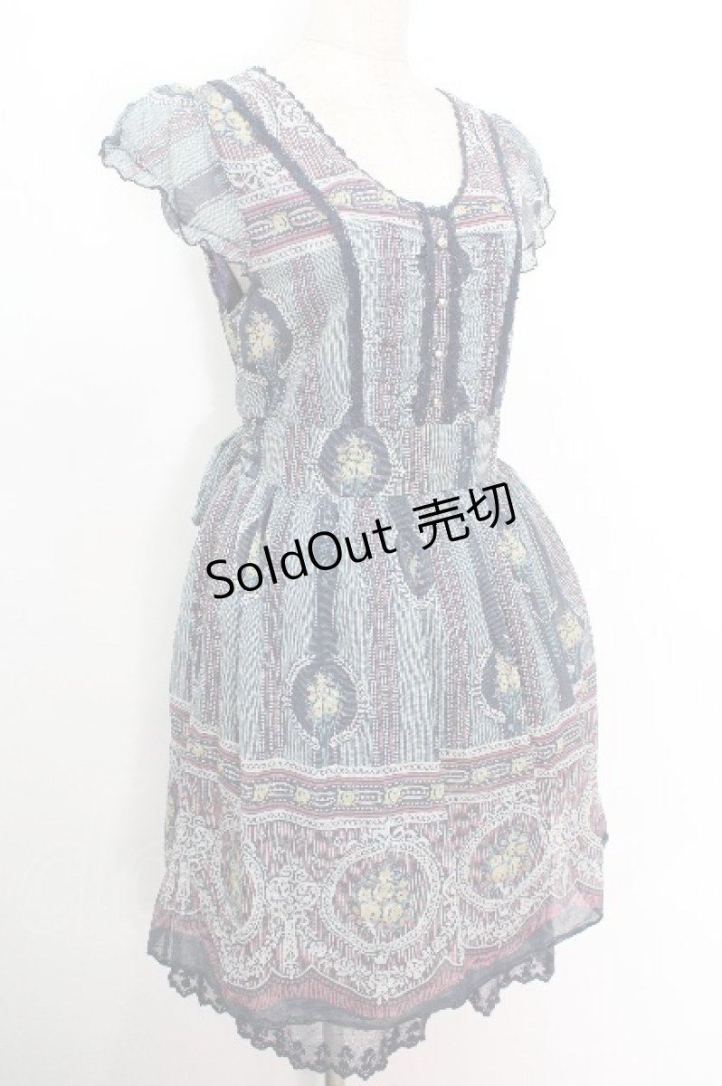 画像3: axes femme / プリントシフォンワンピース  ブルー S-26-05-07-055-AX-BL-HR-ZS (3)