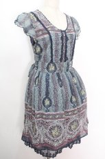 画像3: axes femme / プリントシフォンワンピース  ブルー S-26-05-07-055-AX-BL-HR-ZS (3)