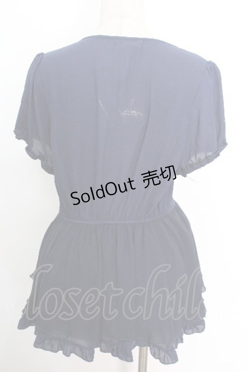 画像2: axes femme / 編み上げリボンシフォントップス  紺 S-26-05-07-057-AX-BL-HR-ZS (2)