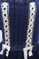 画像4: axes femme / 編み上げリボンシフォントップス  紺 S-26-05-07-057-AX-BL-HR-ZS (4)