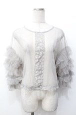 画像1: axes femme / フリルチュールトップス  グレー S-26-05-07-023-AX-TO-HR-ZS (1)
