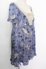 画像3: axes femme / メッセージモチーフチュニック  ブルー S-26-05-08-038-AX-OP-HR-ZS (3)