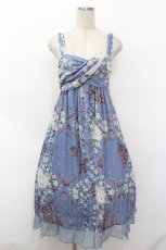 画像1: axes femme / オーシャン柄ロングOP  ブルー S-26-05-08-042-AX-OP-TE-ZS (1)