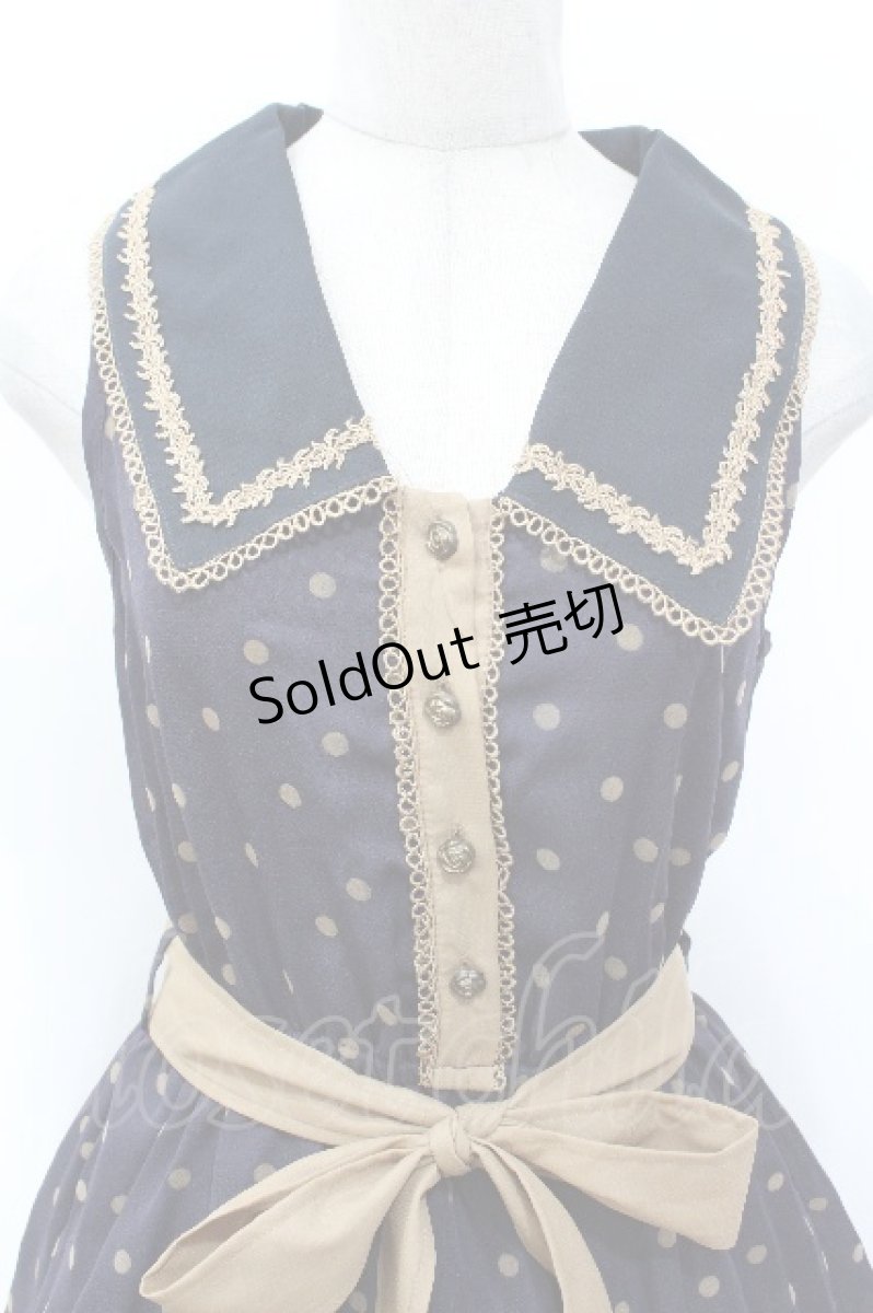画像3: axes femme / フロッキードット衿付きOP  紺 S-26-05-08-045-AX-OP-HR-ZS (3)
