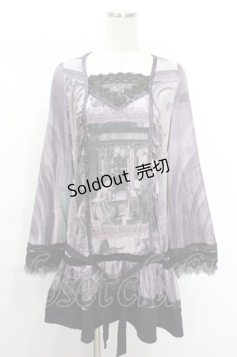 画像1: OZZ ANGELO / 絵画プリントワンピース  紫 S-26-05-08-046-OO-OP-AS-ZS (1)