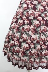 画像4: axes femme / ローズリーフ柄ティアードワンピース  ワイン S-26-05-08-053-AX-OP-HR-ZS (4)