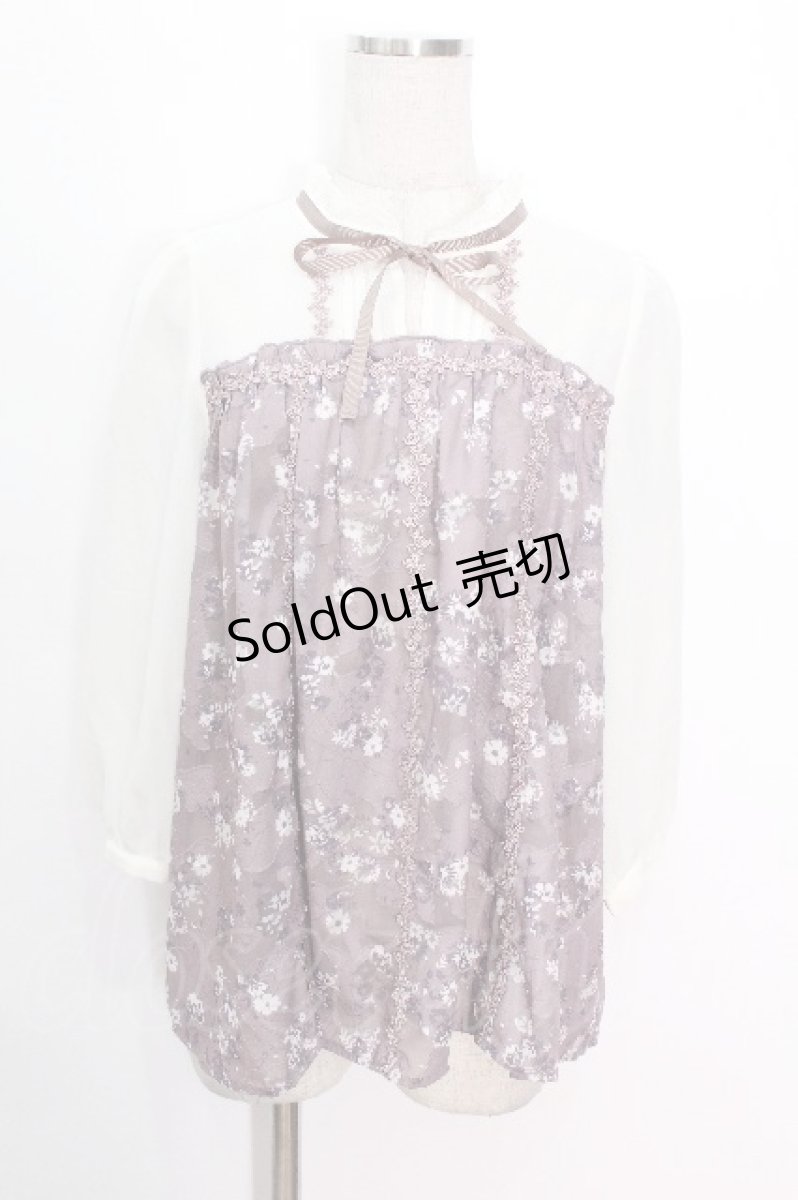 画像1: axes femme kawaii / 薔薇刺繍ブラウス  ピンクｘオフ S-26-05-08-008-AX-BL-ET-ZS (1)