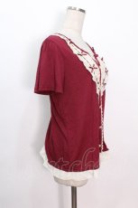 画像2: axes femme / リボン付きブロッキングプルオーバー  ワイン S-26-05-08-014-AX-TO-HR-ZS (2)