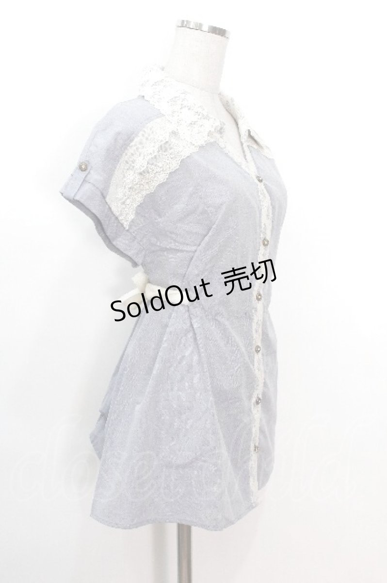 画像2: axes femme / シャツチュニック  サックス S-26-05-08-021-AX-BL-HR-ZS (2)