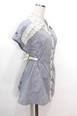 画像2: axes femme / シャツチュニック  サックス S-26-05-08-021-AX-BL-HR-ZS (2)