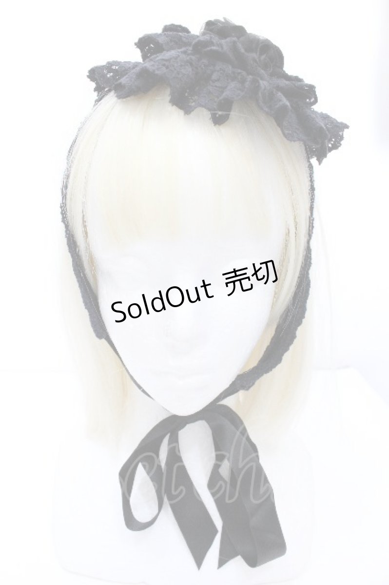 画像1: metamorphose / ローズシフォン円形ヘッドドレス  黒 S-26-05-10-001-ME-ZA-AS-ZS (1)