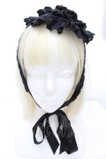 画像1: metamorphose / ローズシフォン円形ヘッドドレス  黒 S-26-05-10-001-ME-ZA-AS-ZS (1)