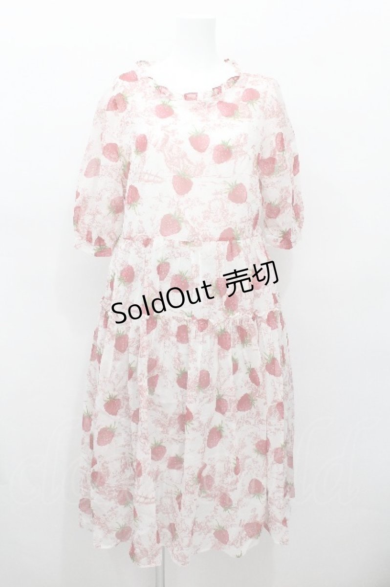 画像1: Jane Marple / A day in jouyティアードドレス  白ｘ赤 S-26-05-10-044-JM-OP-AS-ZS (1)