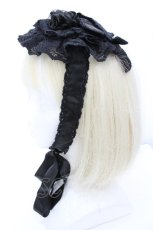 画像2: metamorphose / ローズシフォン円形ヘッドドレス  黒 S-26-05-10-001-ME-ZA-AS-ZS (2)