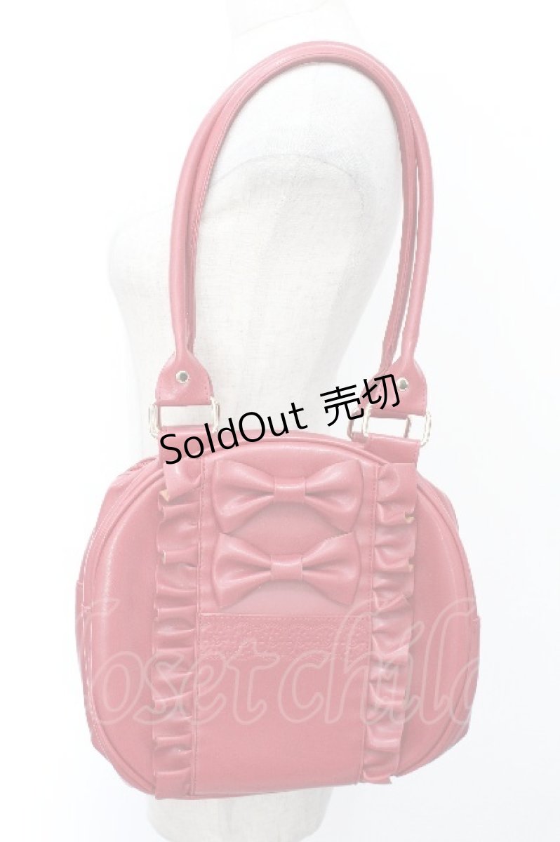 画像1: axes femme kawaii / ツインリボンラウンドバッグ  赤 S-26-05-10-015-AX-BG-HR-ZS (1)