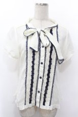 画像1: axes femme / レース使いボウタイブラウス  キナリ S-26-05-10-020-AX-BL-HR-ZS (1)