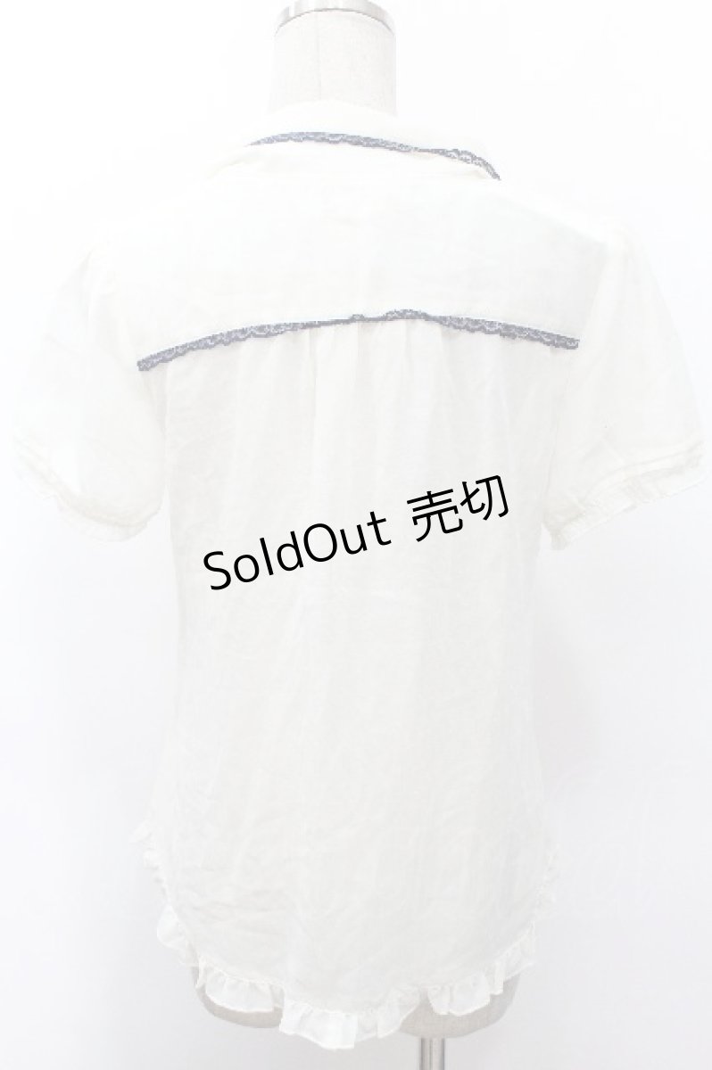 画像2: axes femme / レース使いボウタイブラウス  キナリ S-26-05-10-020-AX-BL-HR-ZS (2)