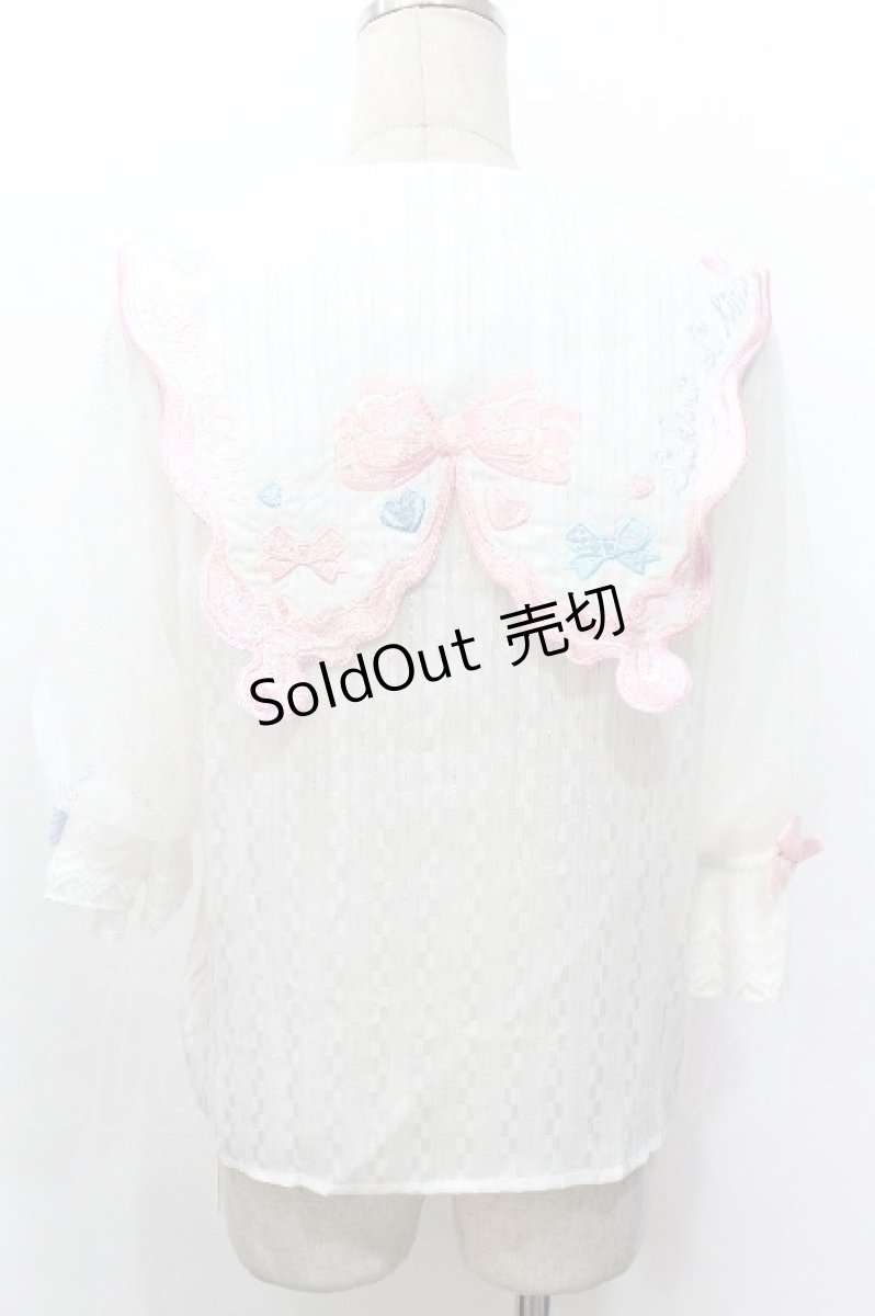 画像2: 中国ロリータ / 刺繍衿ブラウス  白ｘピンク S-26-05-10-024-LO-TO-AS-ZS (2)