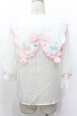 画像2: 中国ロリータ / 刺繍衿ブラウス  白ｘピンク S-26-05-10-024-LO-TO-AS-ZS (2)