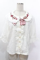 画像1: Amavel / Strawberry Basketコットンブラウス5分袖  白 S-26-05-10-026-CA-BL-AS-ZS (1)