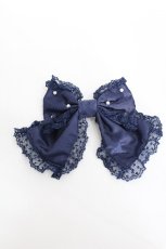 画像1: Angelic Pretty / エレガントパールリボンバレッタ  紺 S-26-05-11-001-AP-AC-HR-ZS (1)