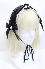 画像1: MIHO MATSUDA / レースリボンヘッドドレス  黒ｘ白 S-26-05-11-005-GO-AC-HR-ZS (1)