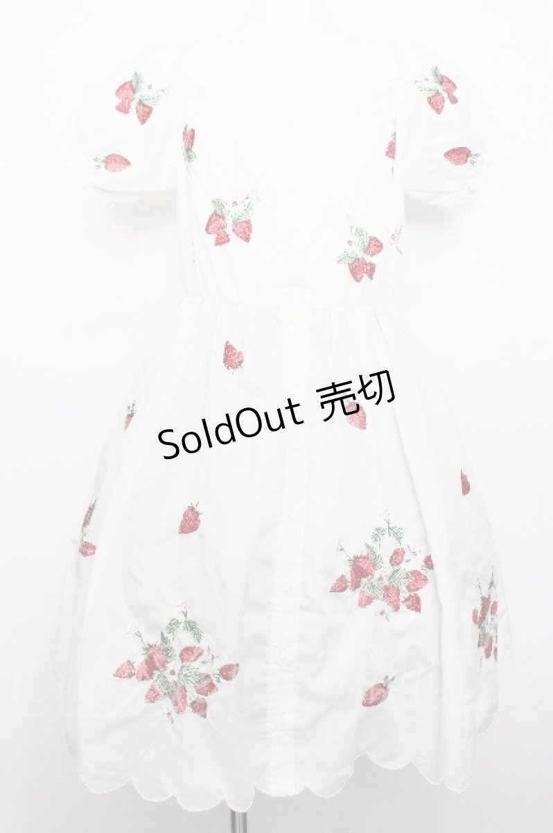 画像1: Ank Rouge / ストロベリー刺繍ワンピース  白 S-26-05-11-045-CA-OP-AS-ZS (1)