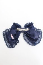 画像2: Angelic Pretty / エレガントパールリボンバレッタ  紺 S-26-05-11-001-AP-AC-HR-ZS (2)