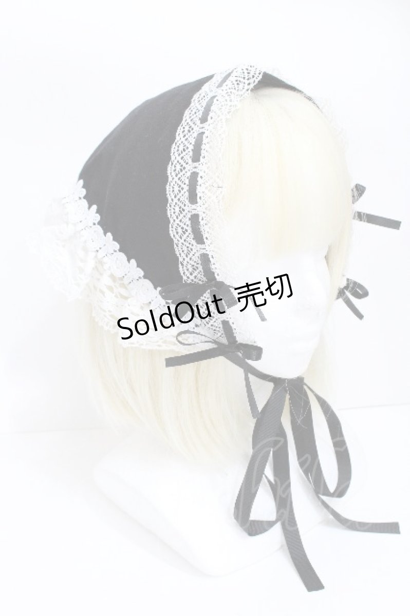 画像1: Moonrise Theater / トーションレースのバブーシュカ  黒ｘ白 S-26-05-11-007-LO-AC-HR-ZS (1)