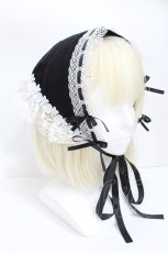 画像1: Moonrise Theater / トーションレースのバブーシュカ  黒ｘ白 S-26-05-11-007-LO-AC-HR-ZS (1)