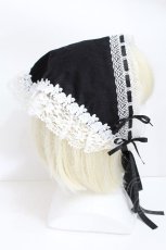画像3: Moonrise Theater / トーションレースのバブーシュカ  黒ｘ白 S-26-05-11-007-LO-AC-HR-ZS (3)