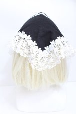 画像4: Moonrise Theater / トーションレースのバブーシュカ  黒ｘ白 S-26-05-11-007-LO-AC-HR-ZS (4)