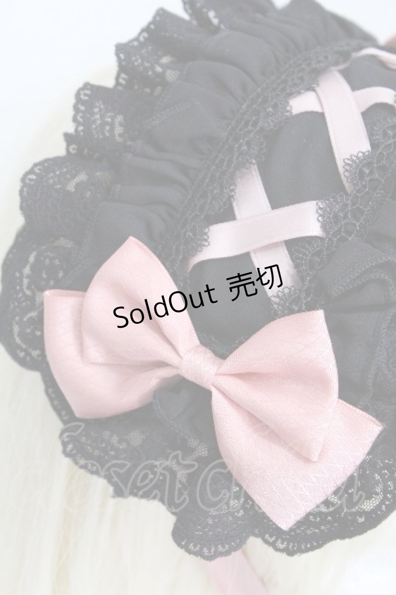 画像3: ATELIER PIERROT / Lace-up Frill Headdress  黒ｘピンク S-26-05-11-002-EL-AC-HR-ZS (3)