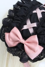 画像3: ATELIER PIERROT / Lace-up Frill Headdress  黒ｘピンク S-26-05-11-002-EL-AC-HR-ZS (3)