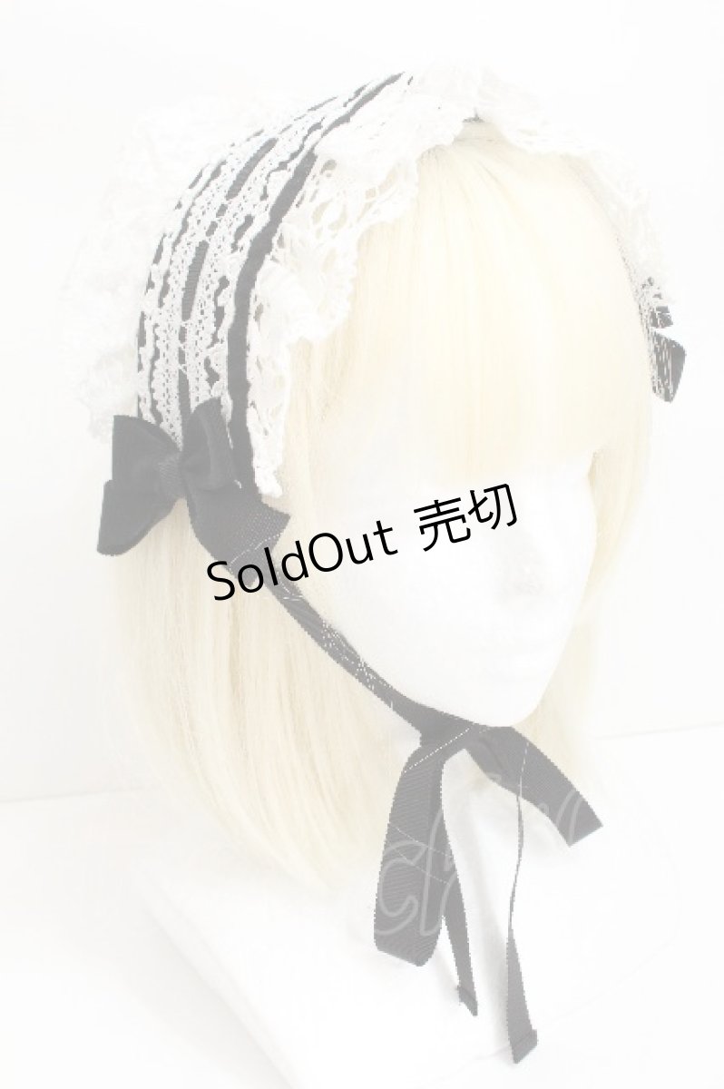 画像1: MAM MAXICIMAM / プリンセスローズヘッドドレス  黒ｘ白 S-26-05-11-016-LO-AC-HR-ZS (1)