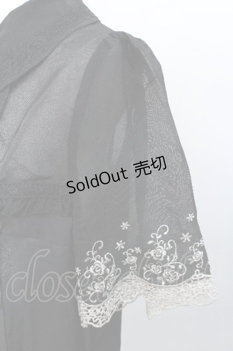 画像4: axes femme / 袖薔薇刺繍ブラウス  黒 S-26-05-12-031-AX-BL-HR-ZS (4)