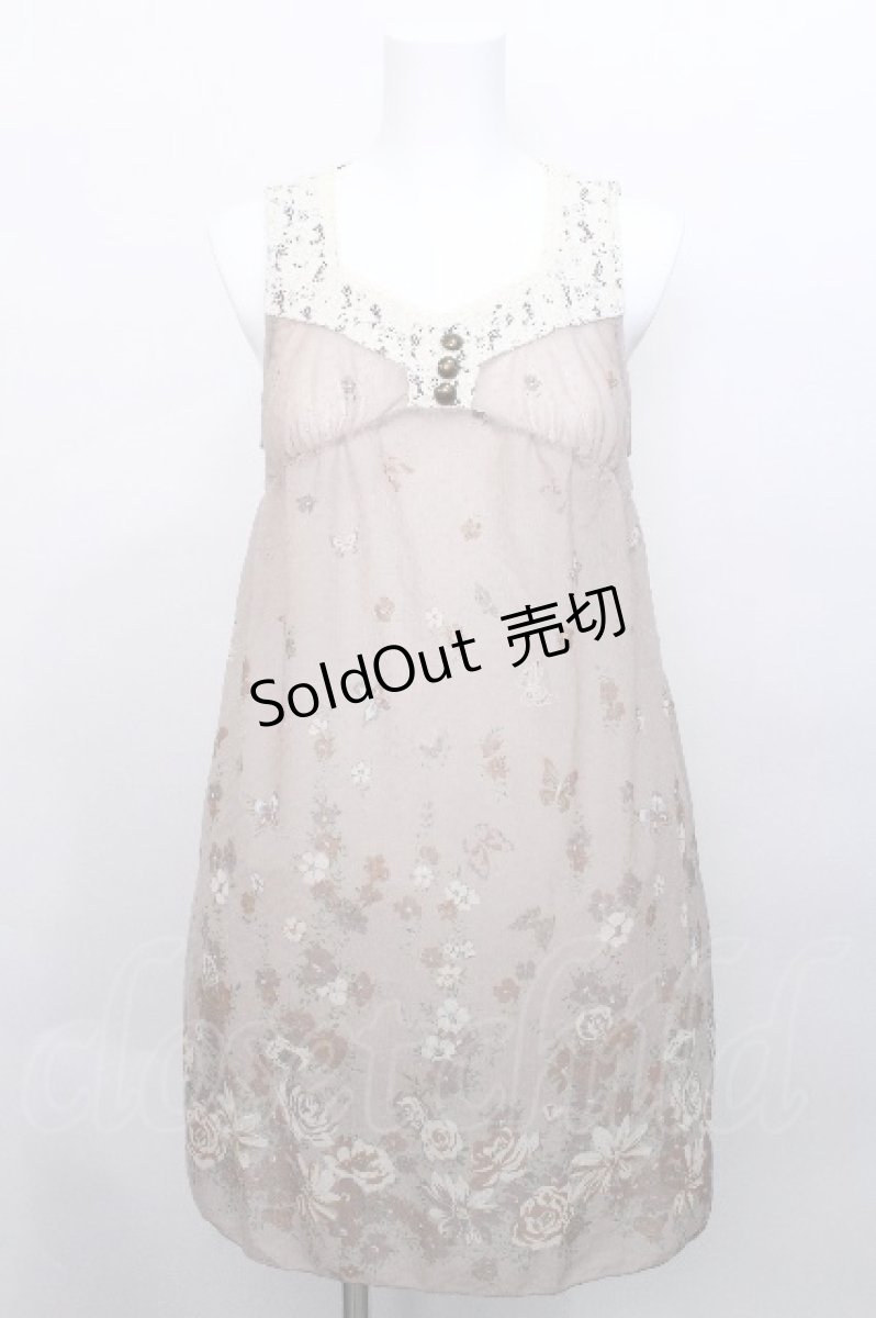 画像1: axes femme / 花柄ノースリーブチュニック  ベージュ S-26-05-12-037-AX-TO-HR-ZS (1)