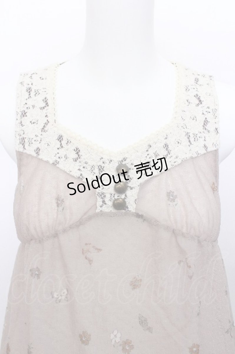 画像3: axes femme / 花柄ノースリーブチュニック  ベージュ S-26-05-12-037-AX-TO-HR-ZS (3)