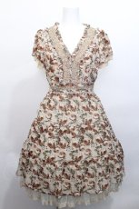 画像1: axes femme / バラプリントシフォンワンピース  ベージュ S-26-05-12-039-AX-BL-HR-ZS (1)