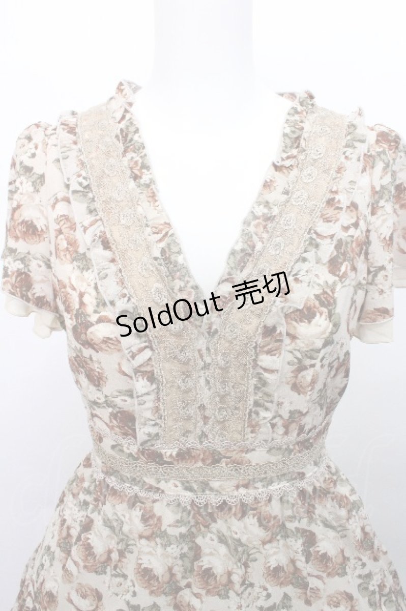 画像3: axes femme / バラプリントシフォンワンピース  ベージュ S-26-05-12-039-AX-BL-HR-ZS (3)
