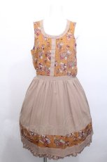 画像1: axes femme / 花柄ｘ無地ラインワンピース  カラシ S-26-05-12-040-AX-TO-HR-ZS (1)